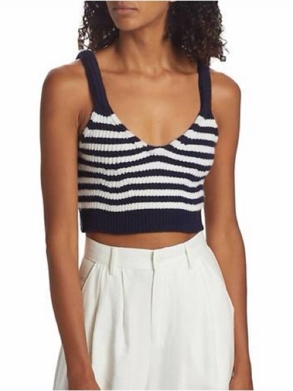 Jonathan Simkhai Braylee Striped Wool-Cashmere Sweater Tank Top Sz XS $225 NEW